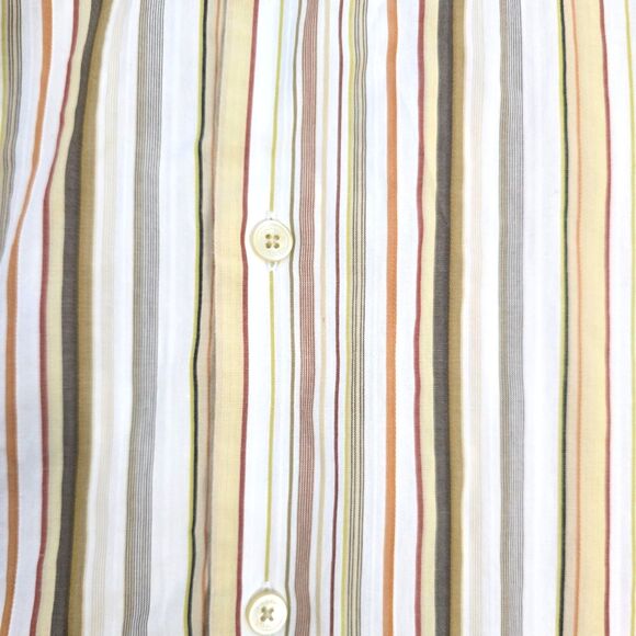 Calvin Klein Long Sleeve Dress Shirt Mens XL Button Down Striped Brown White Red - Picture 7 of 9
